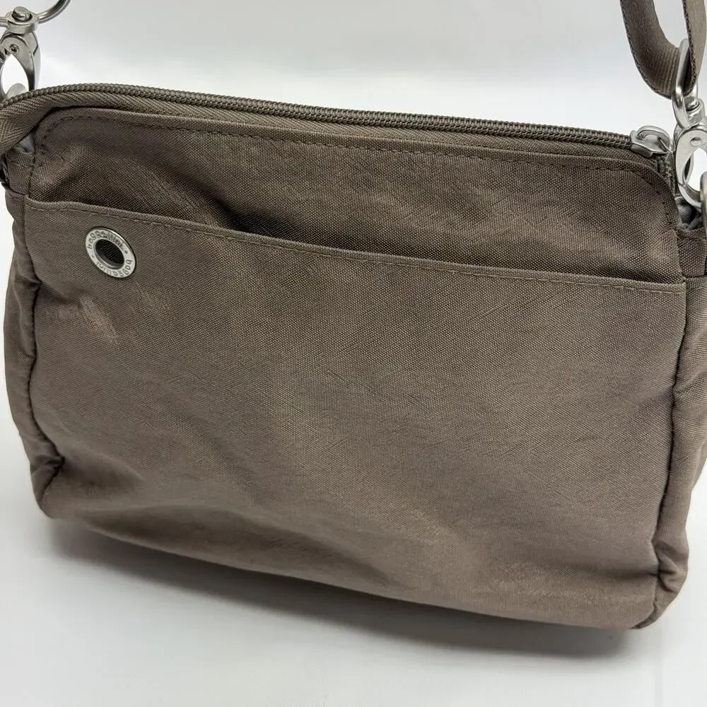 Baggallini Soleil Crossbody Bag Purse Brown Gray Multi Pocket Adjustable Strap